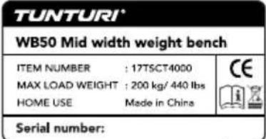 TUNTURI WB50 Mid Width Weight Bench - 1