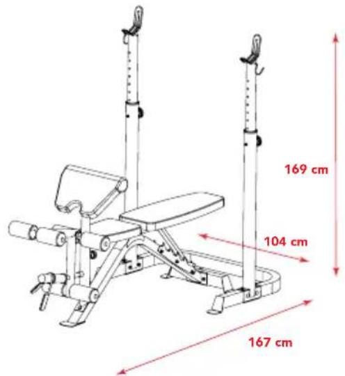 TUNTURI WB50 Mid Width Weight Bench - Capacità peso e dimensioni - 1