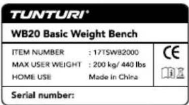 TUNTURI WB20 Basic Weight Bench - WB20 Basic Weight Bench - 1