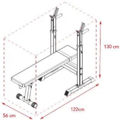 TUNTURI WB20 Basic Weight Bench - Peso máximo admisible y dimensiones - 1