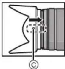 PANASONIC Vario 14140mm F3.55.6 ASPH O.I.S. - - Attaching the Lens Hood (Supplied Accessory) - 3