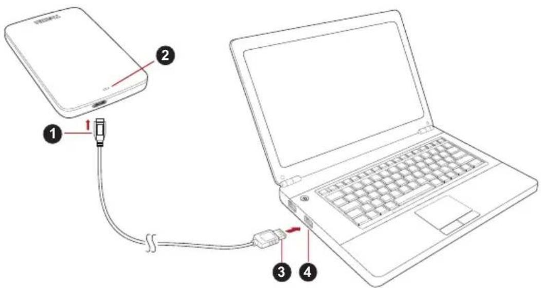 TOSHIBA Canvio Basics Exclusive - Het schijfstation op de computer aansluten - 1