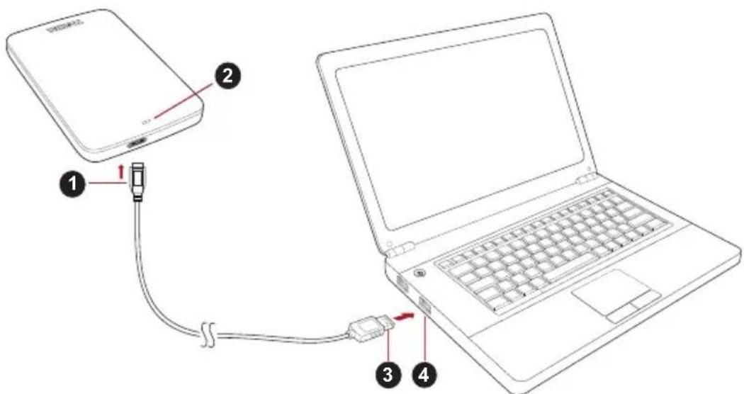 TOSHIBA Canvio Basics Exclusive - Pripojenie jegnotky k počitaču - 1