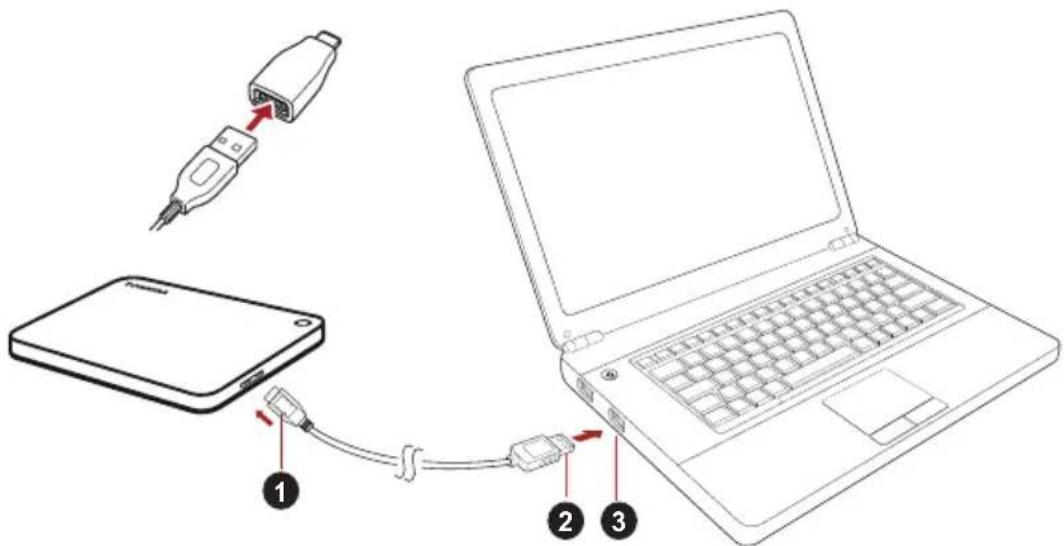 TOSHIBA Canvio Premium Mac - Connexion du lecteur à l'ordinateur - 1