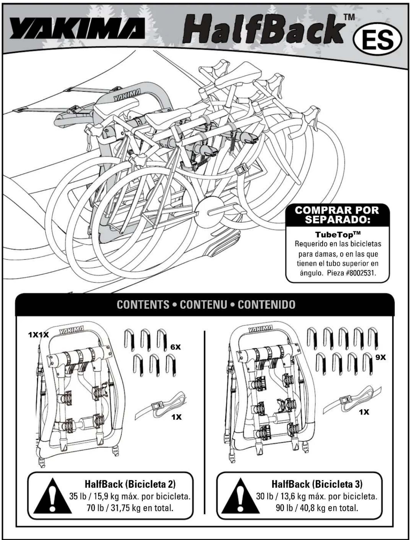 Yakima HalfBack 2 - CONSERVER CES INSTRUCTIONS ! - 1