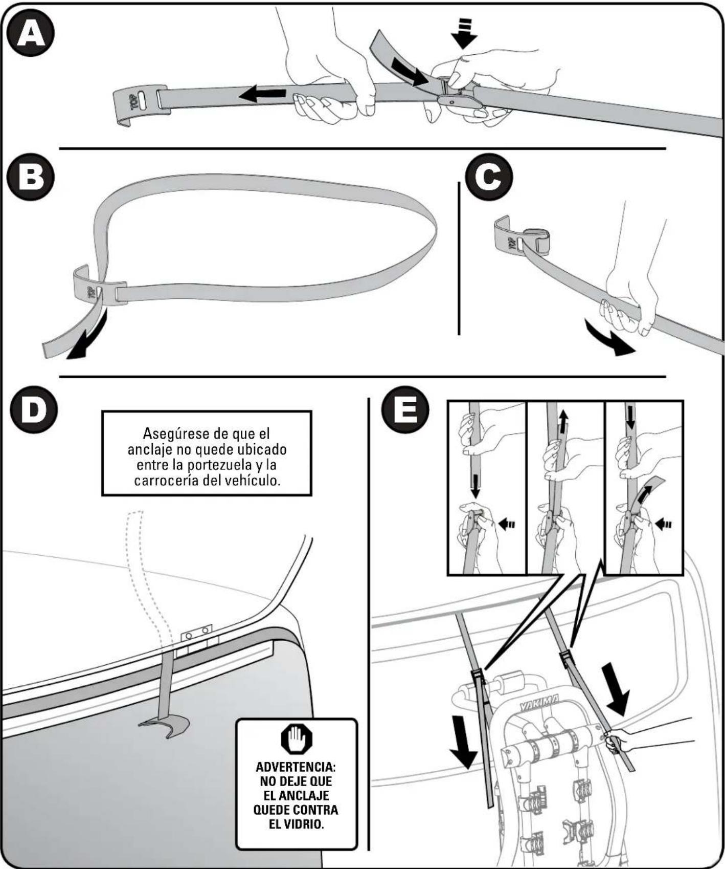 Yakima HalfBack 2 - GANCHOS SUPERIORES: Instrucciones para instalar los anclajes - 2