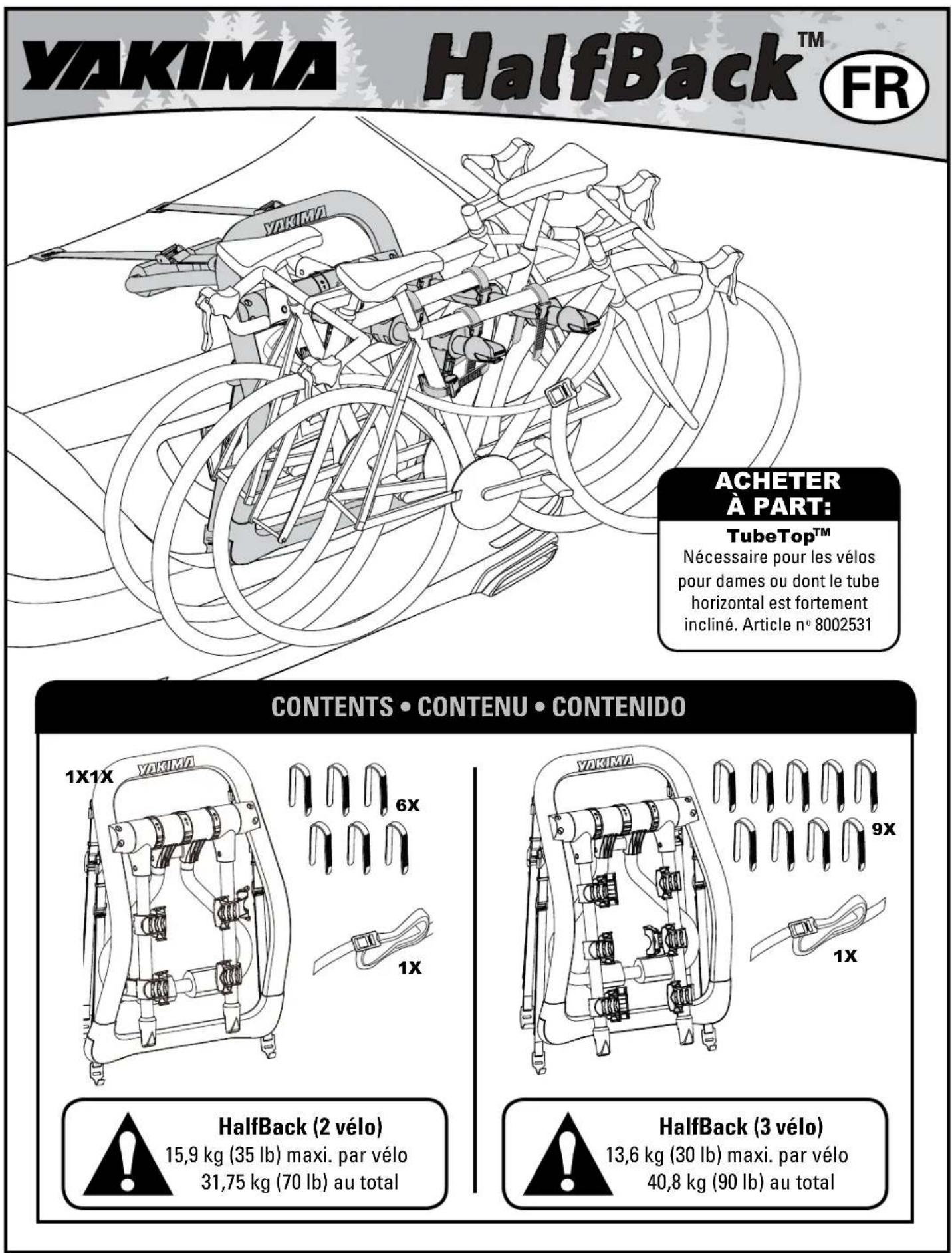 Yakima HalfBack 2 - KEEP THESE INSTRUCTIONS! - 1