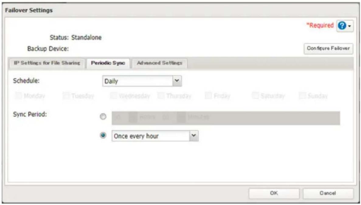 BUFFALO TeraStation TS3410DN - Sélectionnez « Quotidiennement (Daily) » ou « Une fois par semaine (Weekly) » dans la liste déroulante « Planification (Schedule) ». Si vous Sélectionnez « Quotidiennement (Daily) », configurez la période de synchronisation. Si vous Sélectionnez « Une fois par semaine (Weekly) », spécifie les jours de la semaine et la période de synchronisation. - 1