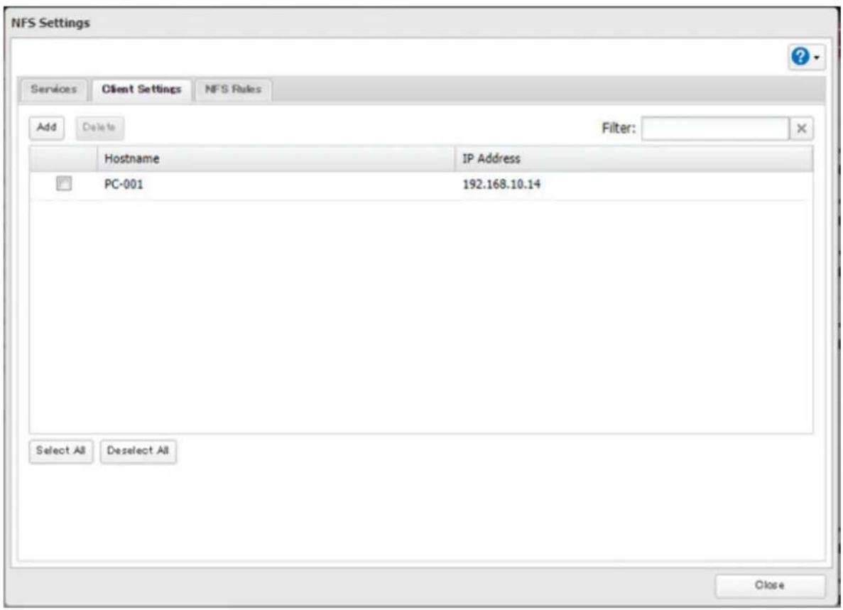 BUFFALO TeraStation TS3410DN - Cliquez sur I'onglet [Regles NFS (NFS Rules)]. - 1