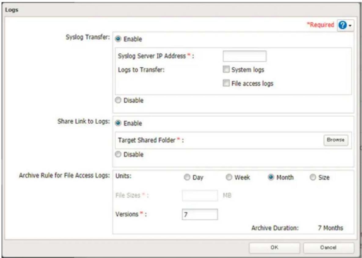BUFFALO TeraStation TS3410DN - Activez « Partager le lien vers les journaux (Share Link to Logs) » - 1