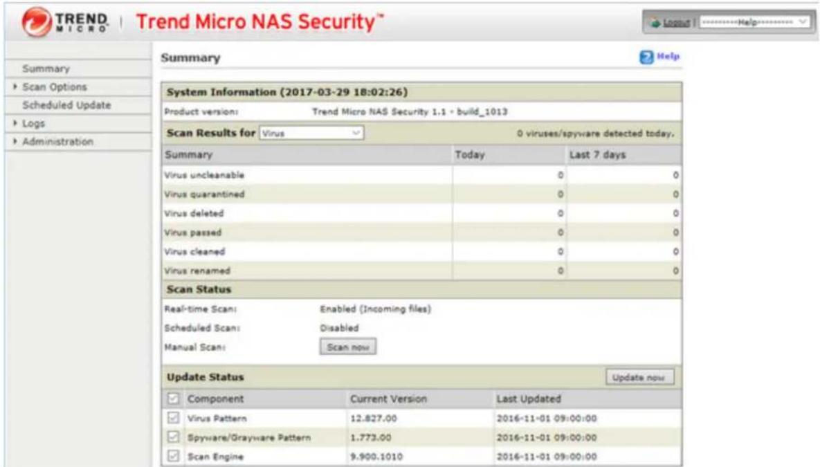 BUFFALO TeraStation TS3410DN - La page des paramètres Trend Micro NAS Security s'ouvre. - 1