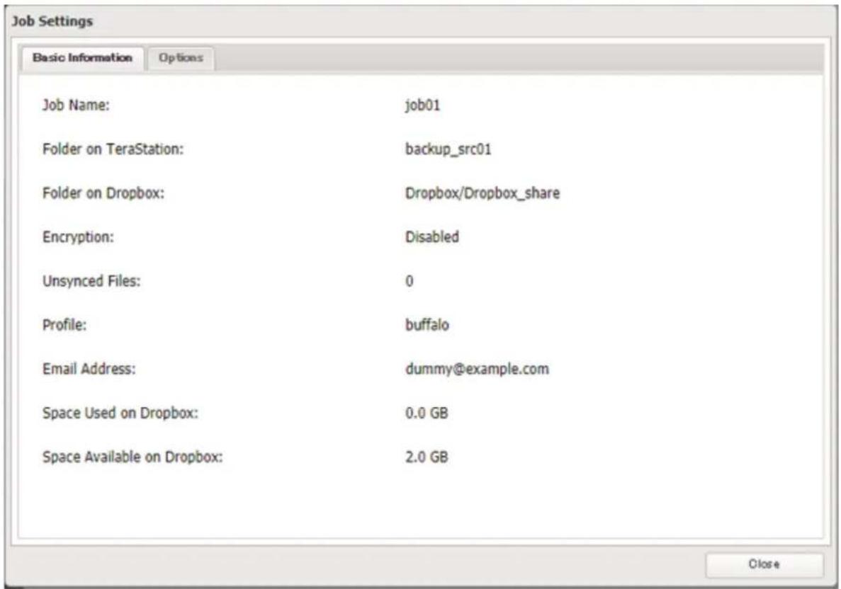BUFFALO TeraStation TS3410DN - Modification des paramètres de tâche Dropbox - 4