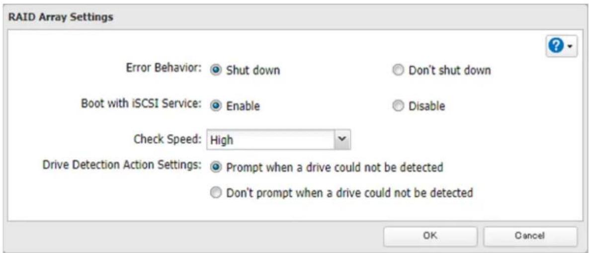 BUFFALO TeraStation TS3410DN - Sélectionnez l'option « Ne pas signaler quand un lecteur n'a pas pu être détecté (Don't prompt when a drive could not be detected) » à droite de « Paramètres d'action de détction des disques (Drive Detection Action Settings) » et cliquez sur [OK]. - 1