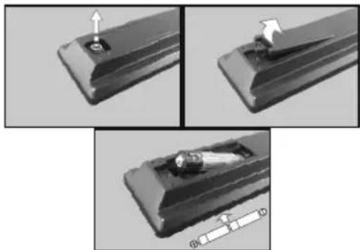 HITACHI UHD8610PC - Inserting the Batteries into the Remote - 1