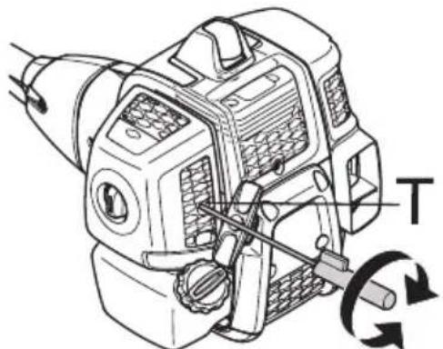 MCCULLOCH B40 B Elite - Adjusting the idle speed (T) - 1