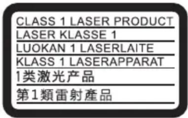 CLASS 1 LASER PRODUCT LASER KLASSE 1 LUOKAN 1 LASERLAITE KLASS 1 LASERAPPARAT 1类激光产品 第1類雷射產品