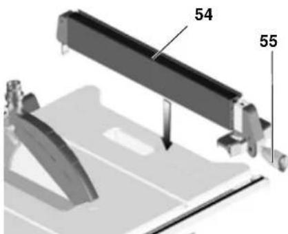 METABO TS 254 - Press lock lever (55) downwards to lock. - 1