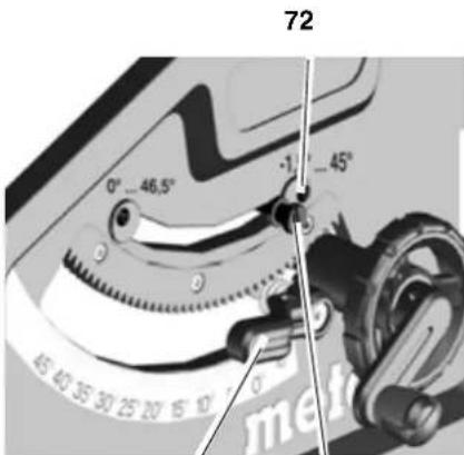 METABO TS 254 - Ustawianie ograniczenia nachylenia - 1