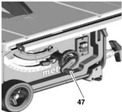 METABO TS 254 - Réglage de la hauteur de coupe - 3