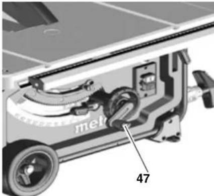 METABO TS 254 - Ajuste de la alta de corte - 3
