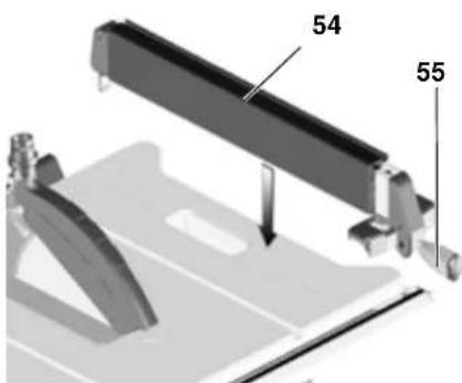 METABO TS 254 - Pulse la palanca de sujecion (55) hacia abajo para fijarla. - 1