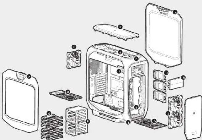 CORSAIR Graphite 780T - Contenu du kit d'accessoires Attributes du boitier - 7
