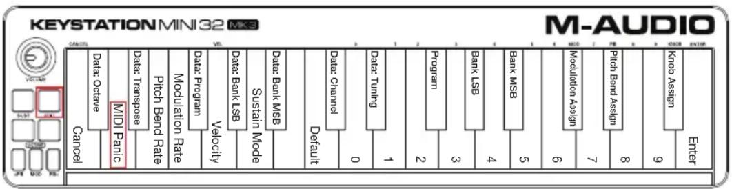 M-AUDIO Keystation Mini 32 MK3 - Per inviare un messaggio Reset All Controllers: - 1