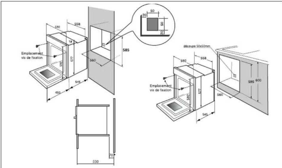 NOVY D 2232 - Dimensions utiles pour encastrer votre four - 1