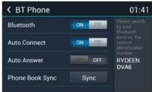 Rydeen DVA6 - Bluetooth Settings - 1