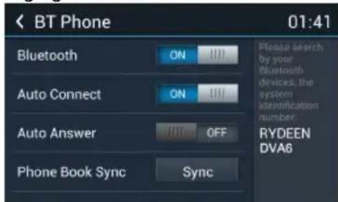 Rydeen DVA6 - Réglages Bluetooth - 1
