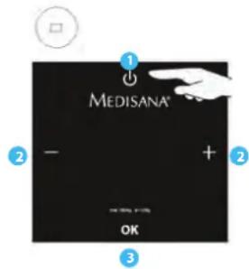 MEDISANA TargetScale 3 - B) Réglage des données personnelles sur le pèse-personne / Mesure du poids avec fonction d'analyse - 1