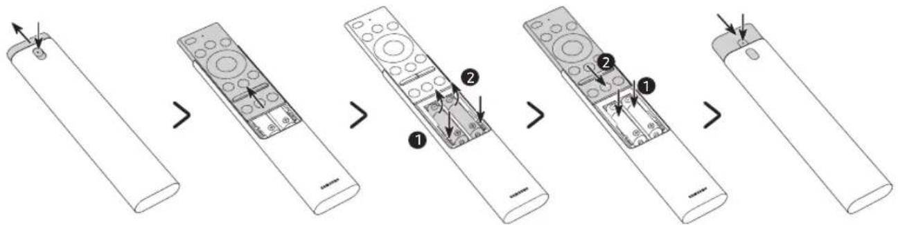 SAMSUNG QE55Q85RAT - Installing batteries into the Samsung Smart Remote - 1