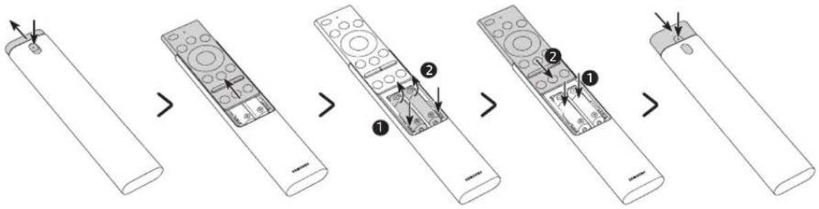 SAMSUNG QE82Q70RAT - Instalación de las pilas en el Samsung Smart Remote - 1