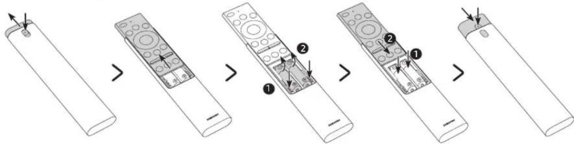 SAMSUNG QE82Q70RAT - Colocacao de pilhas no Controlo Remoto Intelligente da Samsung - 1