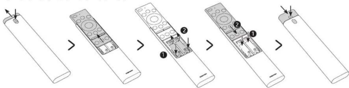 SAMSUNG QE82Q70RAT - Insertion des piles dans le Samsung Smart Remote - 1