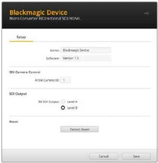 Blackmagic Design Micro Converter HDMI to SDI - Настройки утилиты Blackmagic Converters Setup - 1