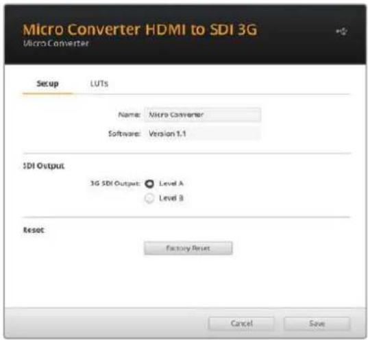 Blackmagic Design Micro Converter HDMI to SDI - Настройки утилиты Blackmagic Converters Setup - 1