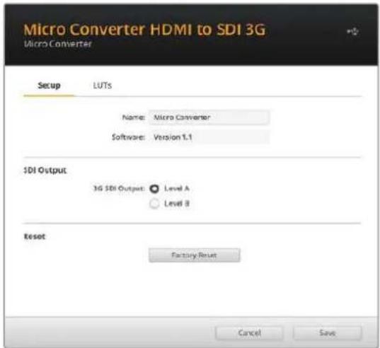 Blackmagic Design Micro Converter HDMI to SDI - Setup 탱 - 1