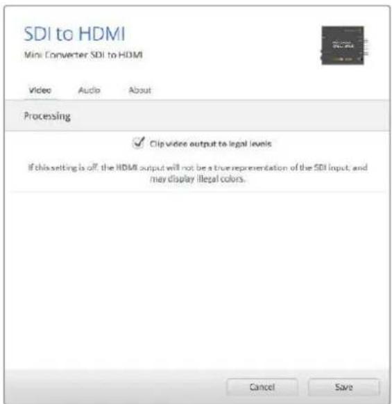 Blackmagic Design Micro Converter HDMI to SDI - 프로세싱(Processing) 메뉴 - 1
