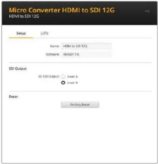 Blackmagic Design Micro Converter HDMI to SDI - Blackmagic Converters Setupの設定 - 1