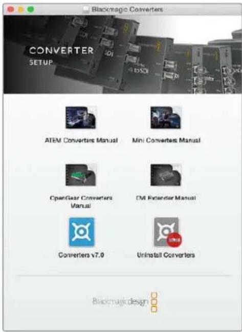 Blackmagic Converters CONVERTER SETUP ATEM Converters Manual Mini Converters Manual OpenGear Converters Manual EMI Extender Manual Converters v7.0 Uninstall Converters Blackmagic design
