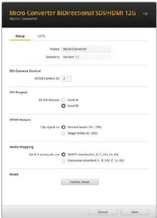 Blackmagic Design Micro Converter HDMI to SDI - Blackmagic Converters Setup Einstellungen - 1