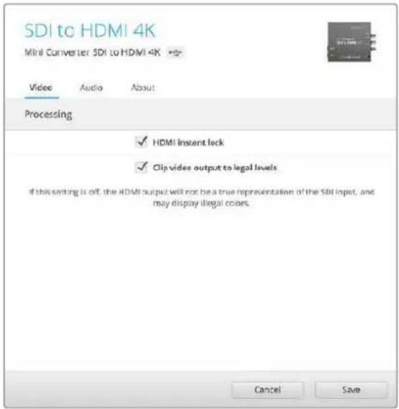 Blackmagic Design Micro Converter HDMI to SDI - Le impostazioni di Blackmagic Converter Setup - 1