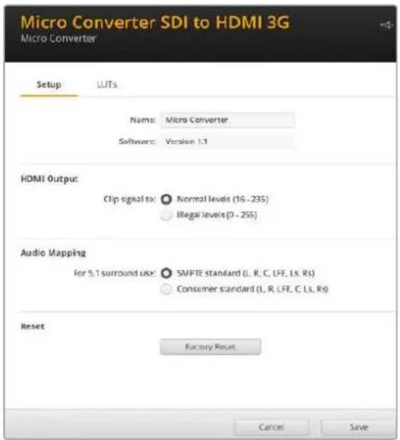 Blackmagic Design Micro Converter HDMI to SDI - Настройки утилиты Blackmagic Converters Setup - 1