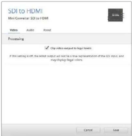 Blackmagic Design Micro Converter HDMI to SDI - Processing menu - 1