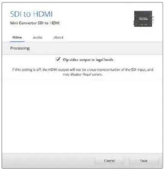 Blackmagic Design Micro Converter HDMI to SDI - Меню Processing - 1