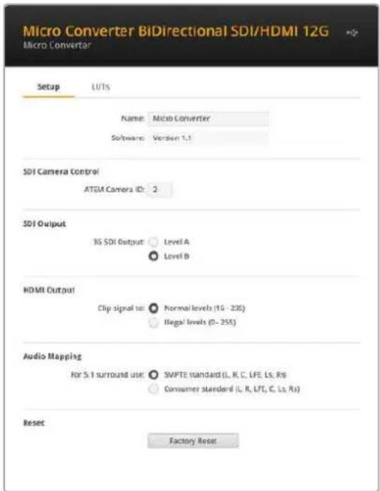 Blackmagic Design Micro Converter HDMI to SDI - Настройки утилиты Blackmagic Converters Setup - 1