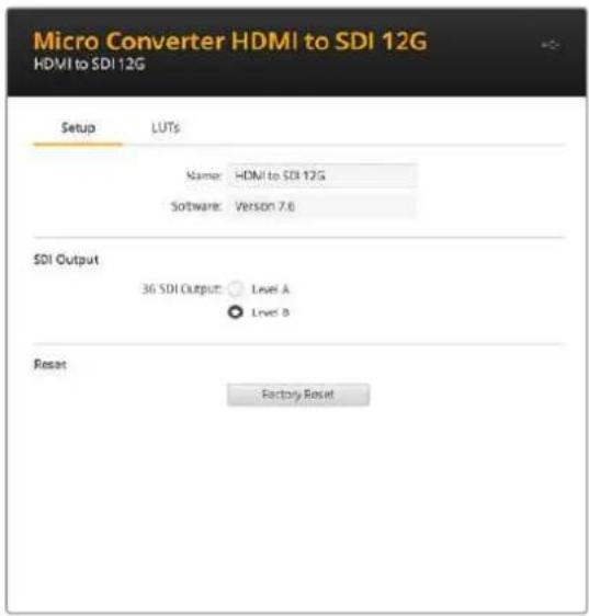 Blackmagic Design Micro Converter HDMI to SDI - Blackmagic Converters Setup的各项设置 - 1