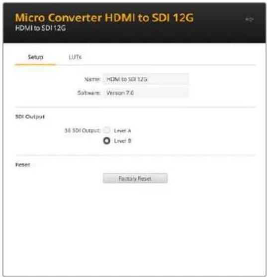 Blackmagic Design Micro Converter HDMI to SDI - Paramètres du Blackmagic Converters Setup - 1