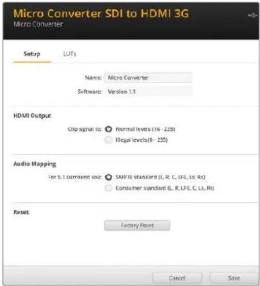 Blackmagic Design Micro Converter HDMI to SDI - Blackmagic Converters Setup Einstellungen - 1